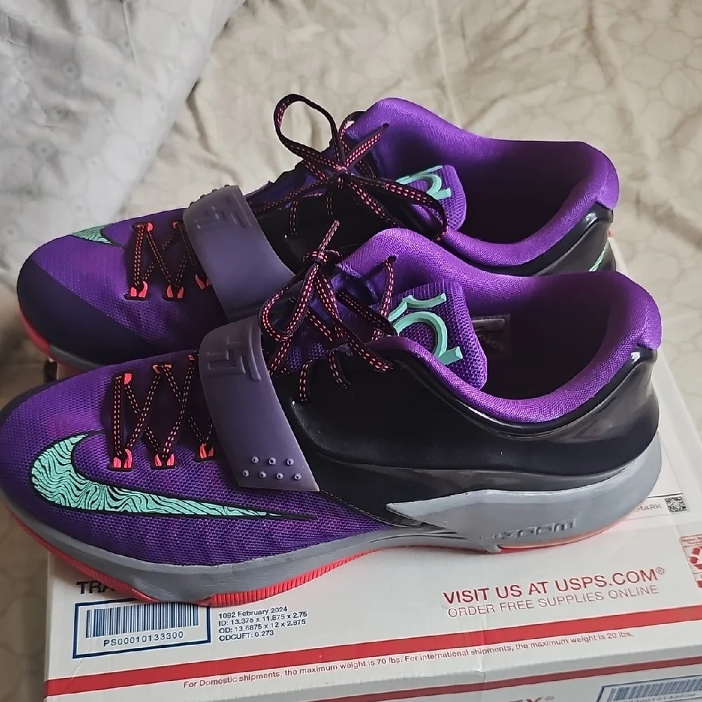 Nike KD Purple and Teal Athletic Shoes - Picture 2 of 7